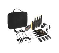 Pacchetto Motorola TLKR T82 Extreme Quad + 4 microfoni HP Pacchetto che include 4 walkie talkie T82 Extreme, valigetta, accessori e microfoni a spillo