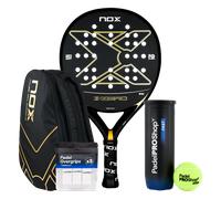 Pacchetto Nox X-Zero Nero/Oro + Borsa per Racchette Street Black/Gold + Palline da padel Fast + 3 overgrip One Size