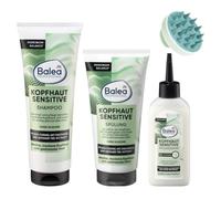 Pacchetto per cuoio capelluto (3 pezzi) - Shampoo Sensitive (250 ml) + condizionatore per cuoio capelluto Sensitive (200 ml) + siero per la cura del cuoio capelluto (150 ml) + spazzola massaggiante