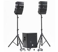 Pacchetto Sono DJ Completo BM Bmsonic BMS-15-ARRAY-BT, 1200 W, Altoparlanti satellitari, Subwoofer 38 cm USB/Bluetooth, Supporti Cavi