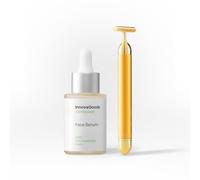 InnovaGoods® Set di cura del viso con CBD, x1 siero viso nutre, lenisce, riduce le rughe, x1 massaggiatore viso riduce le linee di espressione, migliora gli effetti di creme e sieri. Pelli sensibili