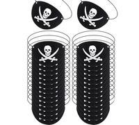 Pacchi Benda per Occhi Pirata,24 PCS Benda sull'occhio con Teschio Regolabile in Feltro Strabismo dell'Occhio Halloween Benda sull'occhio Nera per Adulti Bambini Festa in Maschera Travestimento
