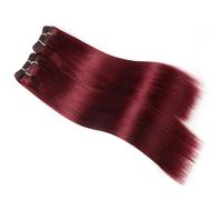 Pacchi di capelli umani lisci, 4 pacchi, 190 grammi for confezione, extension di capelli umani Remy Wear and Go(Wine red,8 8 10 10)