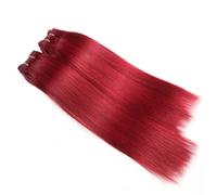 Pacchi di capelli umani lisci, 4 pacchi, 190 grammi for confezione, extension di capelli umani Remy Wear and Go(Red,10 10 12 12)