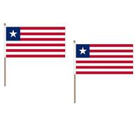PACCO 10 BANDIERE LIBERIA 45x30cm con asta di legno - BANDIERA LIBERIANA 30 x 45 cm - AZ FLAG