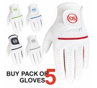 Pacco 5 SG Uomo Tutti Tempo Golf Guanti IN Pelle Cabretta Palma Toppa E Thumb