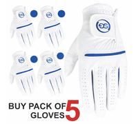 Pacco 5 SG Uomo Tutti Tempo Golf Guanti IN Pelle Cabretta Palma Toppa E Thumb