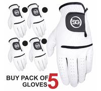 Pacco 5 SG Uomo Tutti Tempo Golf Guanti IN Pelle Cabretta Palma Toppa E Thumb