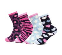 Pacco A2Z Di 4 Calze Fluffy Morbide Per Donne Con Antiscivolo Per Letto