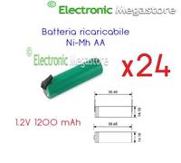 PACCO BATTERIA X 24 AA RICARICABILE Ni-Mh 1,2V 1200 mA CON LAMELLE A SALDARE