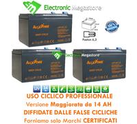 PACCO BATTERIE AL PIOMBO RICARICABILI 12V 12A ERMETICA - 3 PEZZI - PER BICI