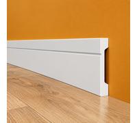 Pacco da 108ML di Battiscopa SQUADRATO BIANCO Passacavo ELEGANT 110x15mm in POLIMERI - Polistrutturato