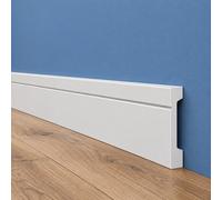Pacco da 108ML di Battiscopa SQUADRATO BIANCO Passacavo ELEGANT 90x15mm in POLIMERI - Polistrutturato