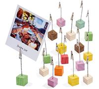 Pacco da 18 - Porta foto/note stilizzati e colorati - Perfette per tenere decorazioni o carte regalo natalizie, base solida in legno di pino con fermaglio a coccodrillo in acciaio