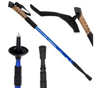 Pacco da 2 Bastone Trekking Escursione Montagna Alpinismo Sci, Manico in Sughero Traspirante Antiurto Antiscivolo, Stick Nordic Walking, (BLU DOPPIO)