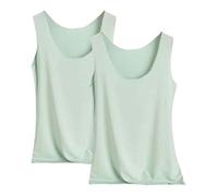 Pacco da 2 Canotta Donna Spalla Larga Tank Top Senza Maniche Basic Aderente Sottogiacca Maglietta T-Shirt Morbido Delle Canottiere Canottiera Donna Elasticizzata Traspirante Per Jogging Yoga Fitness