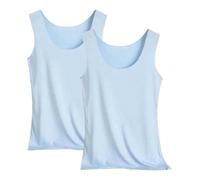 Pacco da 2 Canotta Donna Spalla Larga Tank Top Senza Maniche Basic Aderente Sottogiacca Maglietta T-Shirt Morbido Delle Canottiere Canottiera Donna Elasticizzata Traspirante Per Jogging Yoga Fitness
