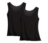 Pacco da 2 Canotta Donna Spalla Larga Tank Top Senza Maniche Basic Aderente Sottogiacca Maglietta T-Shirt Morbido Delle Canottiere Canottiera Donna Elasticizzata Traspirante Per Jogging Yoga Fitness