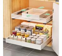Pacco da 2 Cassetti Estraibili per Cucina, Cassetto Estraibile Regolabile su 4 Livelli, Organizer per Armadietti da Cucina e Cassetti, senza fori né chiodi