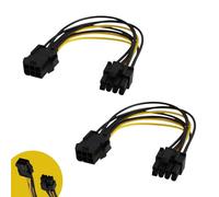 Pacco da 2 Cavi Adattatori PCIe da Cavo adattatore di alimentazione per schede grafiche da 6 a 8 pin10 cm - Compatibile con Schede Grafiche ASUS, Gigabyte, Radeon, Sapphire per Alimentazione GPU
