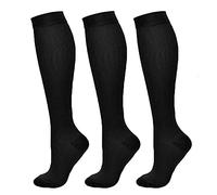 Pacco da 3 Calze Compressione Graduata Uomo e Donna (15-20 mmHg), Calze al Ginocchio per circolazione, vene varicose, Gravidanza, antitrombo, Ciclismo, Running, Aereo