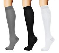 Pacco da 3 Calze Compressione Graduata Uomo e Donna (15-20 mmHg) - Calze Elastiche Sportive per circolazione, vene varicose, Gravidanza, antitrombo, Ciclismo, Running, Aereo