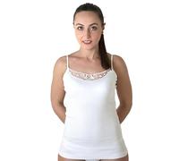 Pacco da 3 Canotta Donna Cotone 100%,Canottiera Donna Spalla Stretta Cotone,Canotte Intime Donna Bordo Liscio in Raso o Pizzo macramé, Top Donna Estivo Cotone, Corpetto Donna Intimo