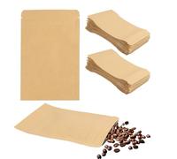 Pacco da 50 Sacchetti in Carta Kraft con Chiusura Zip eRivestimento in,Fabbricazione a partire da carta kraft naturale Ideali per Imballaggio Alimenti come Chicchi di Caffè,Biscotti,e Tè -9x14cm