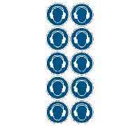 PACCO DA 6 KIT DA 6 ADESIVI ROTONDI - Cuffia antirumore obbligatoria - segnale