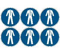 PACCO DA 6 KIT DA 6 ADESIVI ROTONDI - Indossare gli indumenti protetti - segnale