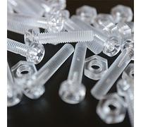 Pacco di 60 Acrilico Bulloni e Dadi, Rondelle, M4 x 20mm in Plastica Trasparente - Acrilico Viti