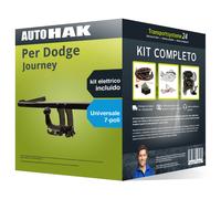 Pacco Gancio traino estr. Auto Hak per Dodge Journey 08- e un e-kit uni a 7 poli