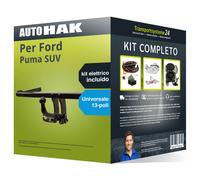 Pacco Gancio traino estr. Auto Hak per Ford Puma SUV 19- & e-kit uni a 13 poli