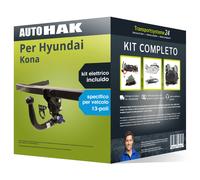 Pacco Gancio traino estr. Auto Hak per Hyundai Kona 17- e un e-kit sp. a 13 poli