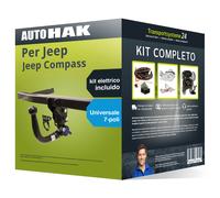 Pacco Gancio traino estr. Auto Hak per Jeep Compass 25- e un e-kit uni a 7 poli