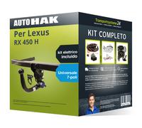 Pacco Gancio traino estr. Auto Hak per Lexus RX 450 H 09- & e-kit uni a 7 poli