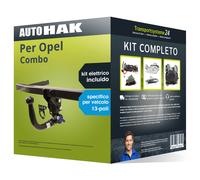 Pacco Gancio traino estr. Auto Hak per Opel Combo 18- e un e-kit spec. a 13 poli