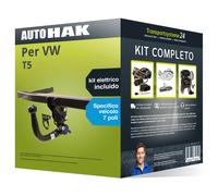 Pacco Gancio traino estr. Auto Hak per VW T5 09- & e-kit spec. a 7 poli completo