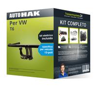 Pacco Gancio traino estr. Auto Hak per VW T6 15- & e-kit specifico a 13 poli kit