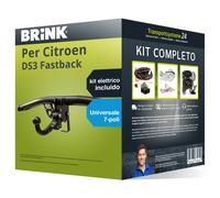 Pacco Gancio traino estr. Brink per Citroen DS3 Fastback 10- & e-kit u. a 7 poli