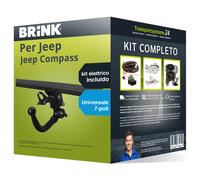 Pacco Gancio traino estr. Brink per Jeep Compass 17- e un e-kit uni a 7 poli kit