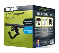 Pacco Gancio traino estr. Brink per Peugeot Partner 18- e un e-kit uni a 7 poli