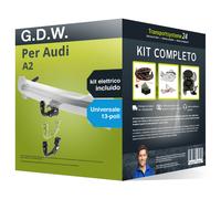 Pacco Gancio traino estr. G.D.W. per Audi A2 00-05 & e-kit uni a 13 poli NUOVO