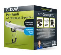 Pacco Gancio traino estr. G.D.W. per Audi A3 Fastback 16- & e-kit sp. a 7 poli