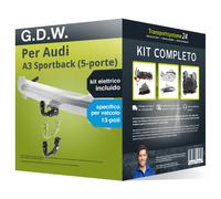 Pacco Gancio traino estr. G.D.W. per Audi A3 Sportback 16- & e-kit sp. a 13 poli