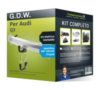 Pacco Gancio traino estr. G.D.W. per Audi Q3 25- & e-kit specifico a 13 poli kit