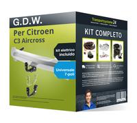 Pacco Gancio traino estr. G.D.W. per Citroen C3 Aircross 24- & e-kit u. a 7 poli