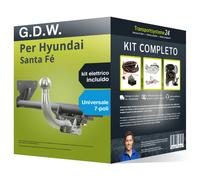 Pacco Gancio traino estr. G.D.W. per Hyundai Santa Fé 12- & e-kit uni a 7 poli