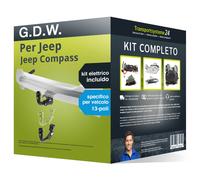 Pacco Gancio traino estr. G.D.W. per Jeep Compass 17- & e-kit sp. a 13 poli kit