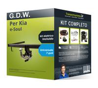 Pacco Gancio traino estr. G.D.W. per Kia e-Soul 19- e un e-kit uni a 7 poli kit
